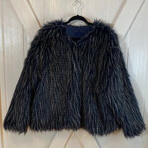 Jou Jou Navy and Cream Teddy Jacket